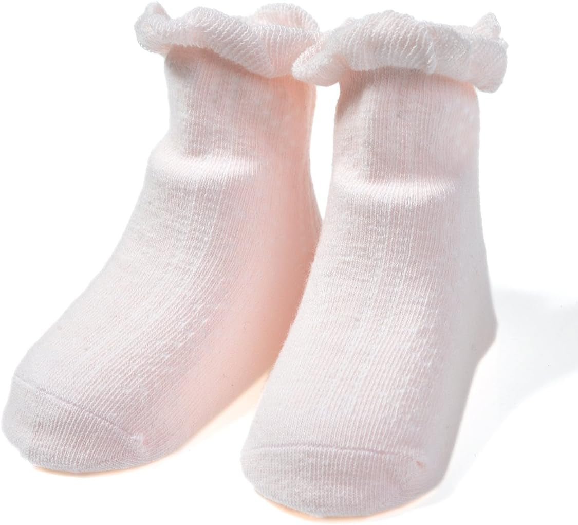 Baby-Girls Non Slip Ruffle Frilly Ankle Socks Pointelle (Pack of 3/6)