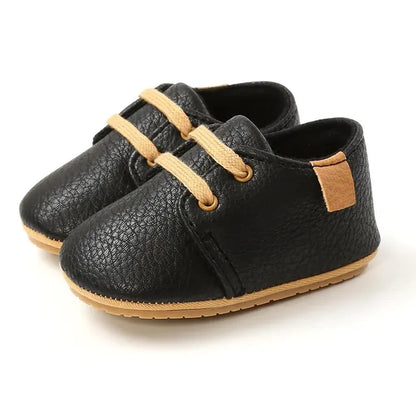 Baby Shoes Retro PU Leather Boy Girl Shoes Toddler Rubber Sole Anti-Slip First Walkers Unisex Newborn Moccasins