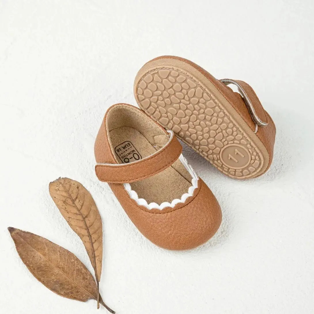 Baby Boys Girls Shoes Infant Leather Rubber Sole Anti-Slip Toddler First Walkers Crib Shoes Newborn Girl Princess